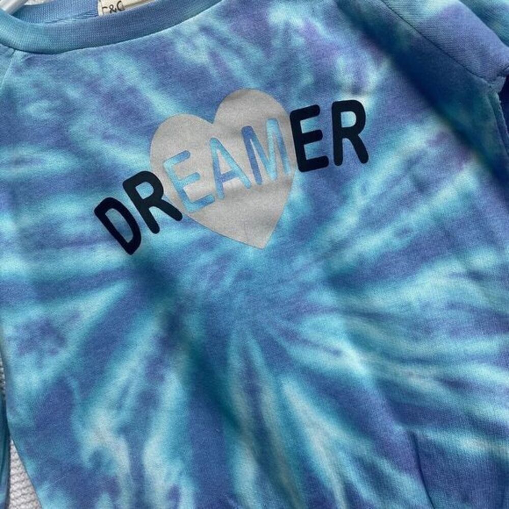 C&C CALIFORNIA 2T Dreamer Blue Tie Dye Pullover‎ Sweatshirt Pants Set